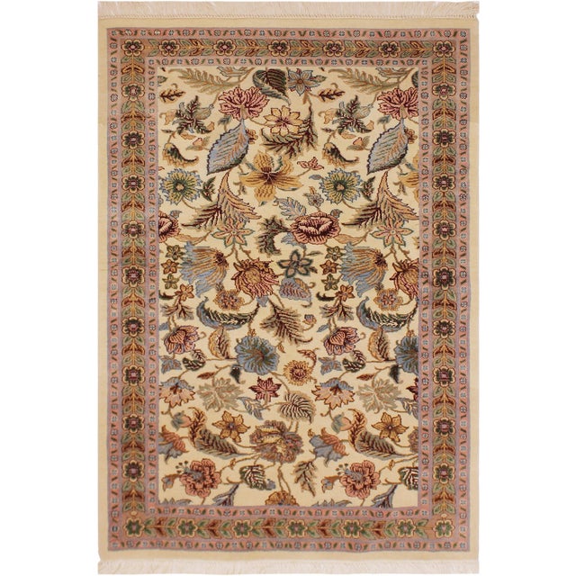 Shabby Chic 1990's Pak-Persian Ivory/Pink Wool Rug - 3'0'' X 5'0'' For Sale - Image 9 of 9
