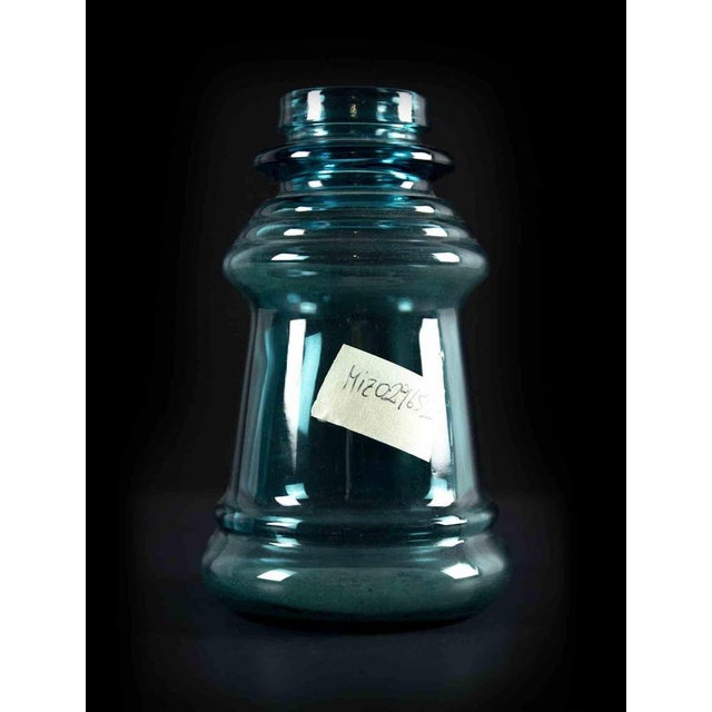 Vintage Italian Layered Turquoise Glass Vase, 1970s For Sale - Image 3 of 5