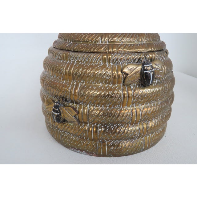 1960s 1960s Signed Mottahedeh Brass Beehive Lidded Jar Pot Container Box 4710b For Sale - Image 5 of 13