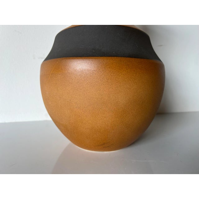 Vintage Organic Brown and Black Matte Glaze Ceramic Vase For Sale - Image 9 of 13
