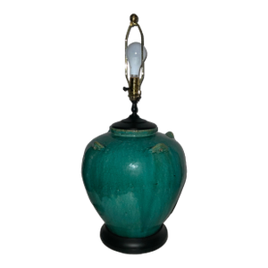 Mid 20th Century Large Turquoise Ceramic Pot Lamp