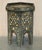 Antique Indian Repousse Pewter with Stone Inlaid Detailing Side Table, 1920 For Sale - Image 18 of 18