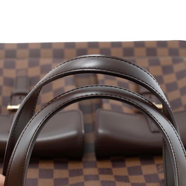 Brown Louis Vuitton Uzès Damier Ebene Canvas Brown Leather Gold-Tone Tote Bag For Sale - Image 8 of 13