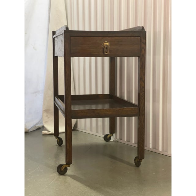 Antique Oak Tea Trolley Bar Table Serving Cart For Sale In Seattle - Image 6 of 9