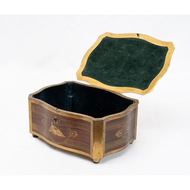 Antique Late 19th Century Jewelry Box in Fine Exotic Wood and Gilded Bronze, Germany For Sale - Image 4 of 6