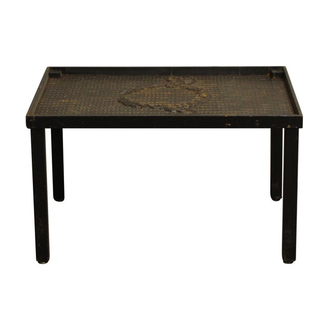 Cast iron coffee table with decorative leave motif. No glass included. Great for a restoration project. The dimensions are...