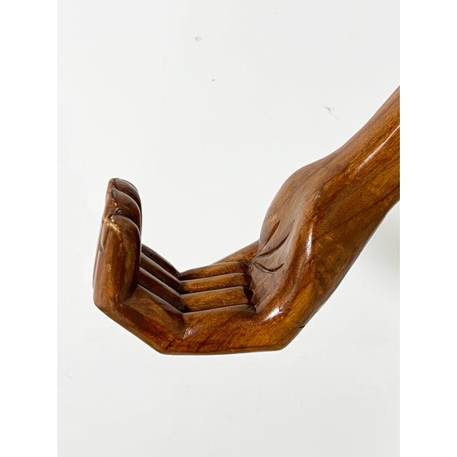 1960s Pedro Friedeberg Style Wall Mounted Carved Wooden Coat Hook in Form of an Arm For Sale - Image 5 of 6