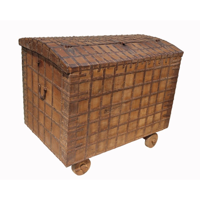 Vintage Indian Dowry Chest on Wheels, 1920s For Sale - Image 10 of 18