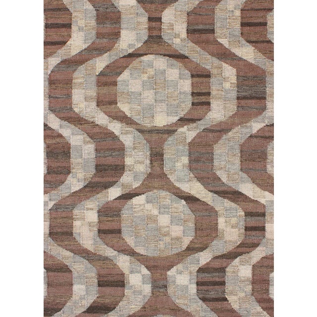 Scandinavian Flat-Weave Rug With Modern Design in Brown, Coffee, Gray, Cream For Sale - Image 10 of 10
