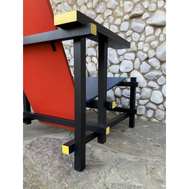 Black Vintage Red and Blue Armchair by Gerrit Thomas Rietveld, 1970s For Sale - Image 8 of 18