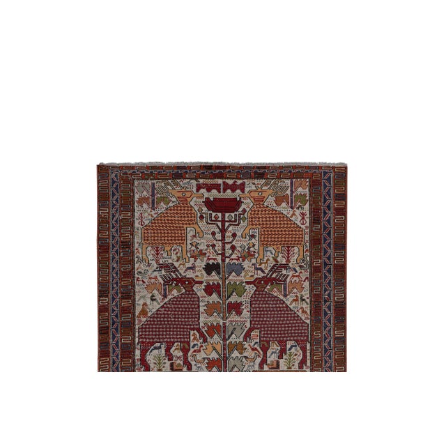 Soumac Kilim Pictorial Animals Rug 3'7'' X 7'1'' For Sale - Image 4 of 10