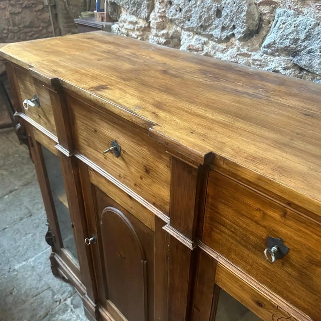 1870s Louis Philippe Hand-Carved Fir Wood Sicilian Credenza For Sale - Image 9 of 10