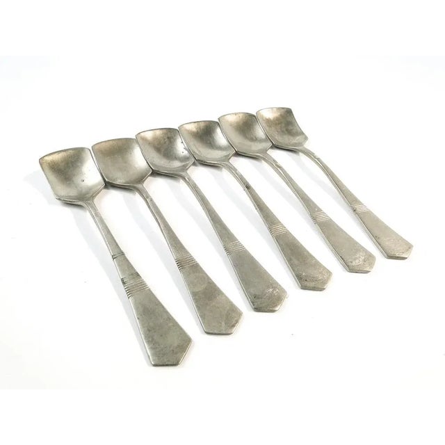 1950s Art Deco Brass Ice Cream Spoons, 1950s, Set of 6 For Sale - Image 5 of 7