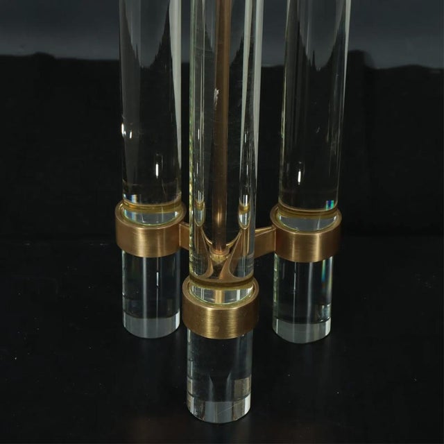 John-Richard Modern John-Richard Brass Lucite Lamp For Sale - Image 4 of 8