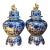 Vintage Blue and White Ceramic Lidded Jars - Pair For Sale