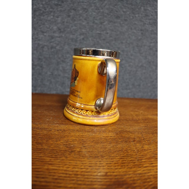 Antique-Style Yellow Ceramic Tankard With Illustrated Drinking Verse and Silver-Tone Handle For Sale - Image 9 of 13