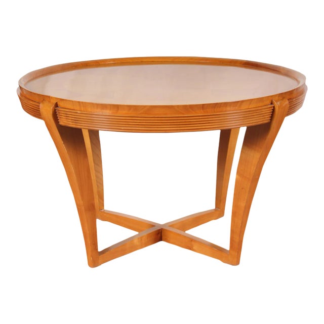 Vintage French Art Deco Satinwood Cocktail Table, 1940s For Sale