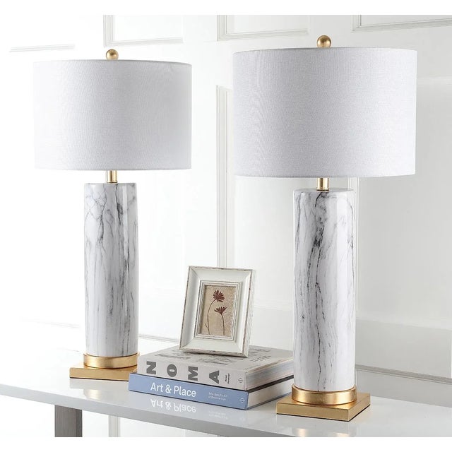 Faux Marble 31.25 Inch H Table Lamp in Black & White - a Pair For Sale In Philadelphia - Image 6 of 8