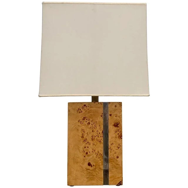 Mid-Century Italian Poplar Briar and Chrome Table Lamp by Tommaso Barbi, 1970s For Sale - Image 18 of 18