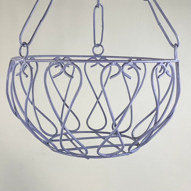 French Country 1950s French Country English Garden Wrought Iron Hanging Planter, Newly Painted For Sale - Image 3 of 8