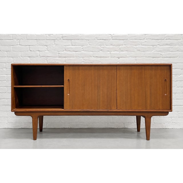 2020s Mid Century Modern Styled Teak Credenza | Scandinavian Media Console | Handmade Reclaimed Wood Sideboard For Sale - Image 5 of 12