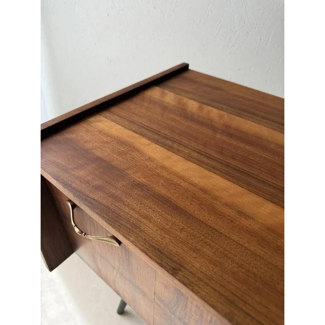 Mid-Century Drop-Front Chest in Walnut with Brass Handles For Sale - Image 6 of 16