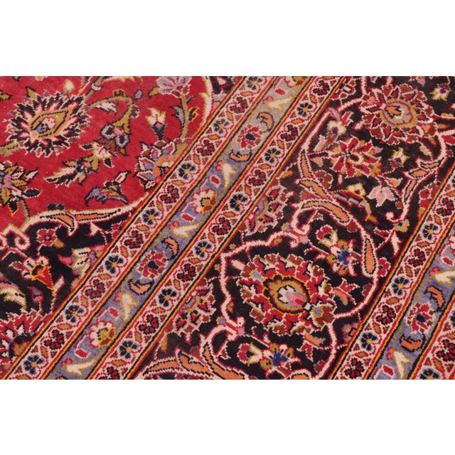 Textile Vintage Hand-Knotted Wool Rug – 9.5 X 13.1 Red & Blue For Sale - Image 7 of 7