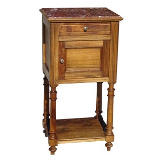 Louis XVI Bedside Table in Walnut and Marble For Sale