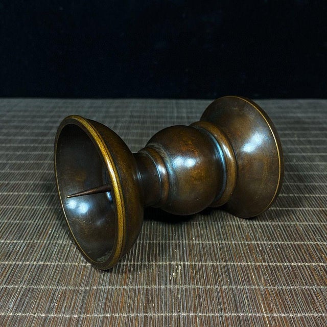 1960s Pair of Vintage Brass Candlesticks - Asian Altar Candle Holders For Sale - Image 5 of 9