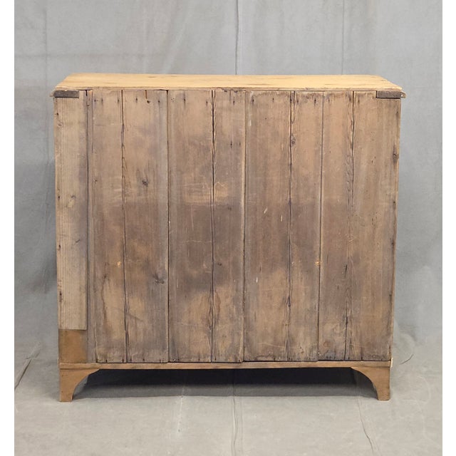 Antique English Edwardian Natural Pine Chest of Drawers With Blue French Line For Sale - Image 14 of 14