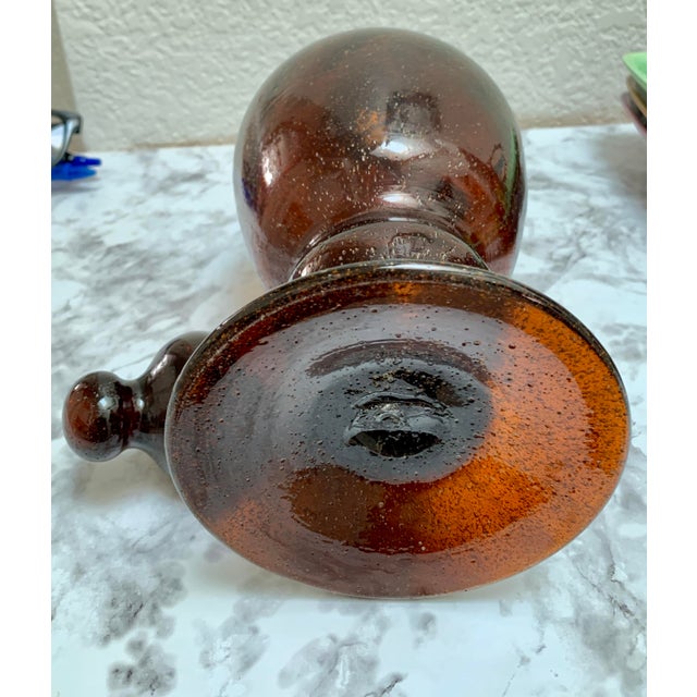 Glass Vintage Artisan Decanter Bottle or Pitcher With Glass Top For Sale - Image 7 of 10