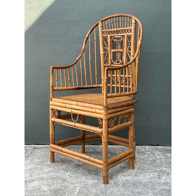 Vintage Brighton Pavilion High Back Rattan Chair For Sale - Image 4 of 12