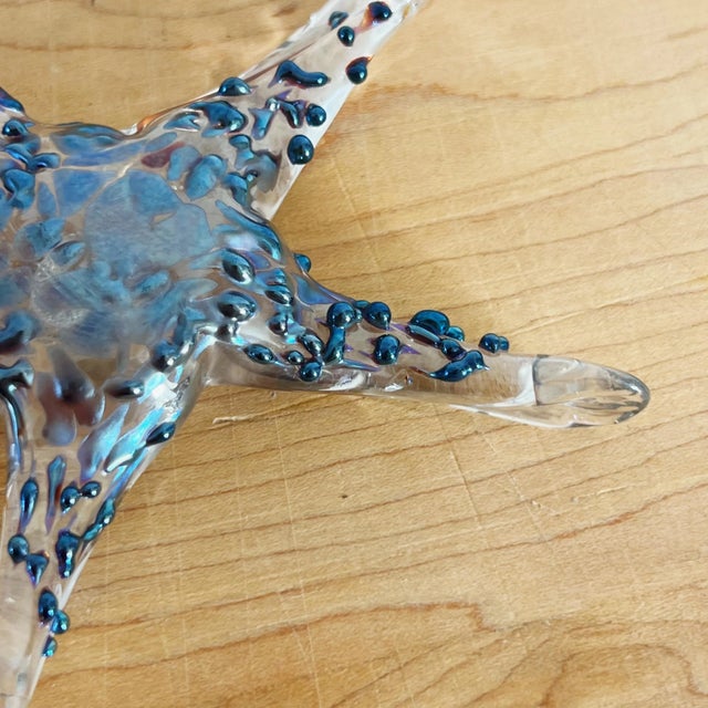 Glass Vintage Iridescent Glass Starfish Paper Weight by John Barber For Sale - Image 7 of 9