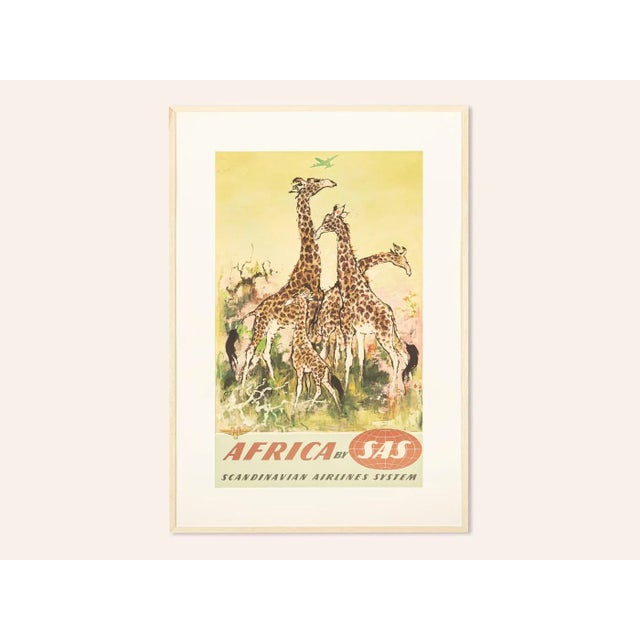 Original linen backed vintage advertising poster by Scandinavian Airlines System (SAS) from the 1950s. Wonderful artwork...