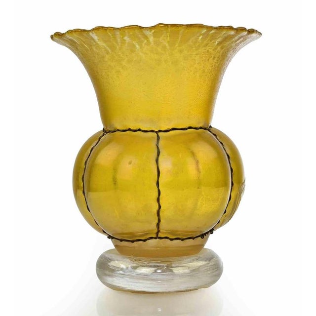 Iridescent Gold Caged Vase by Alde, France, 20th Century For Sale - Image 3 of 7