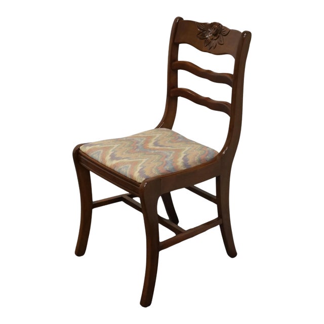 Vintage Antique Solid Cherry Country French Dining Side Chair W. Carved Rose Crest For Sale