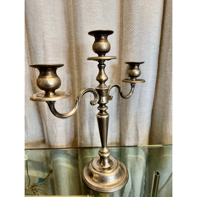 Vintage stunning three arm pewter candelabra.