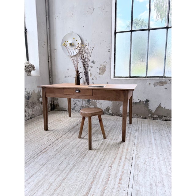 Farmhouse Table with Tapered Cherrywood Legs, 1950s For Sale - Image 3 of 18