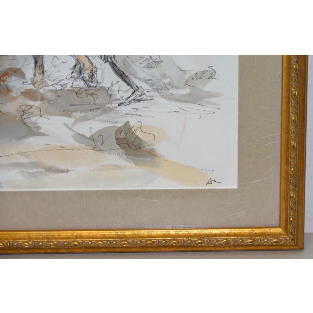 Impressionist Original Pen & Ink w/ Watercolor "Planters Planting" For Sale - Image 3 of 8