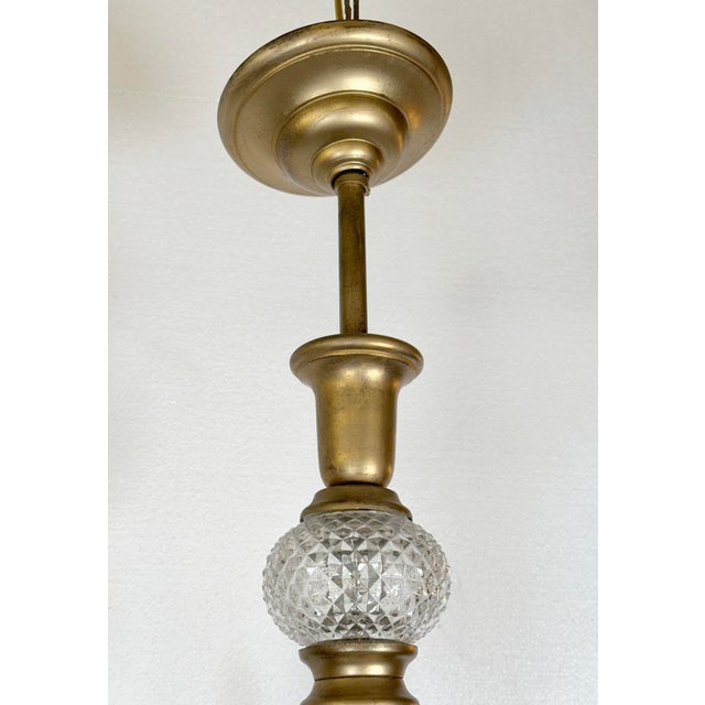 Antique French Art Deco Cut Glass & Brass Chandelier For Sale In New York - Image 6 of 11