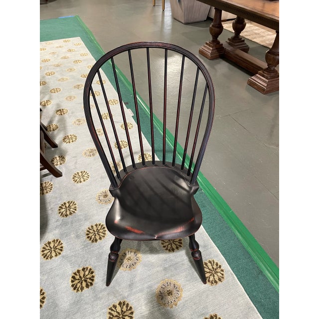 Warren Chair Works Tiger Maple Dining Table With Six Windsor Chairs For Sale - Image 9 of 12