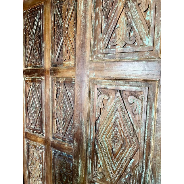 Vintage Hand Carved Door Boho Farmhouse Barndoor 84x36 For Sale In Orlando - Image 6 of 7