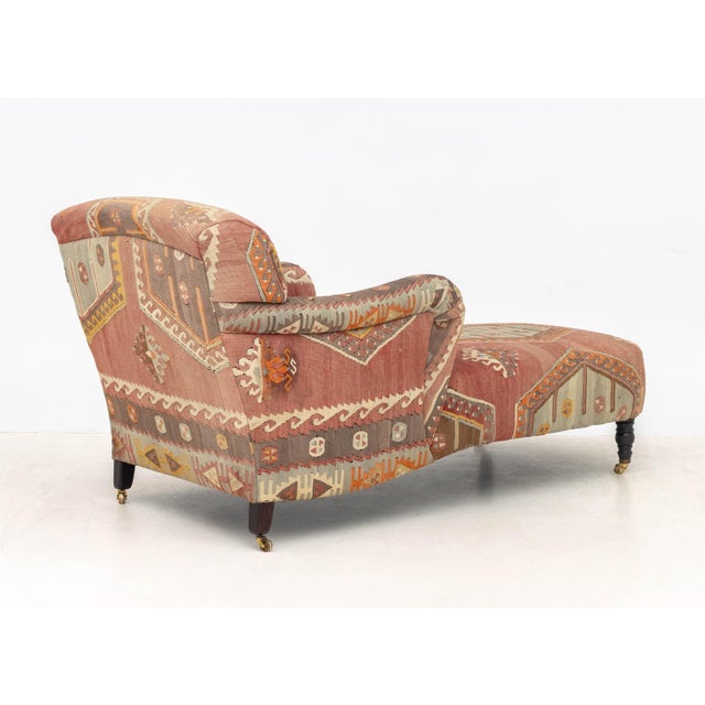 Brick Red George Smith Kilim Upholstered Chaise Longue For Sale - Image 8 of 9