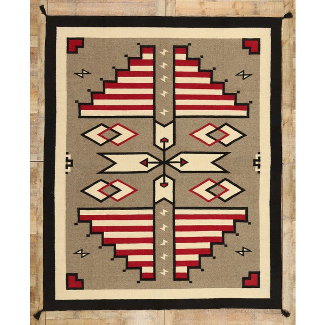 Southwest Modern Navajo-Style Rug With Storm Pattern - 08'02