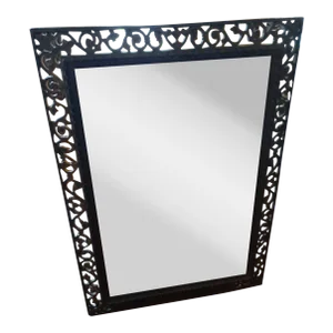 1980s Ornate Syroco Filigree Framed Beveled Decorative Mirror