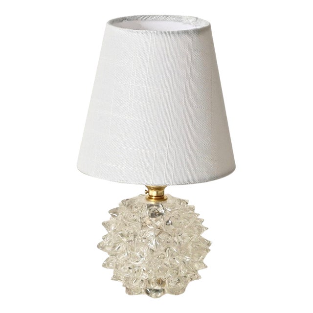 Round Rostrato Murano Glass and Brass Table Lamp from Barovier & Toso, Italy, 1940s For Sale