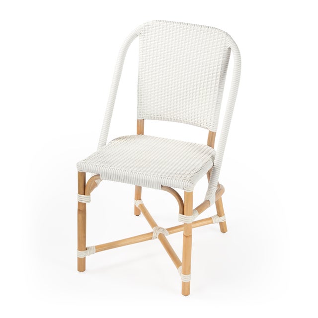 Coastal Tenor 18.5 in. Seat Height Rattan Side Dining Chair with Back, Smooth White For Sale - Image 3 of 11
