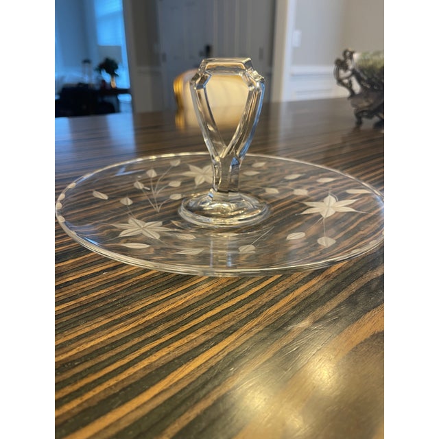 Traditional Vintage Cut Glass Serving Tray For Sale - Image 3 of 8