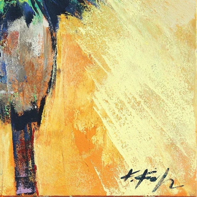 Lemon Sizzle Palm - Green Palm Tree on Sunny Day Painting on Canvas - Original Artwork by Kathleen Keifer For Sale In Los Angeles - Image 6 of 9