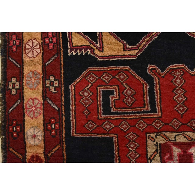Ardabil Runner 3’9” X 9’7” Blue Wool Vintage Tribal Hand-Knotted Oriental Rug For Sale - Image 9 of 15